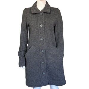 Marmot Wool Blend Coat Womens M Gray Button Front Collar Pockets Long Sleeve